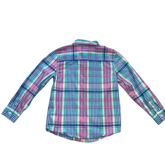 Gymboree Boys Plaid Dress Shirt - M (7-8) pink blue yellow green - Picture 2 of 7